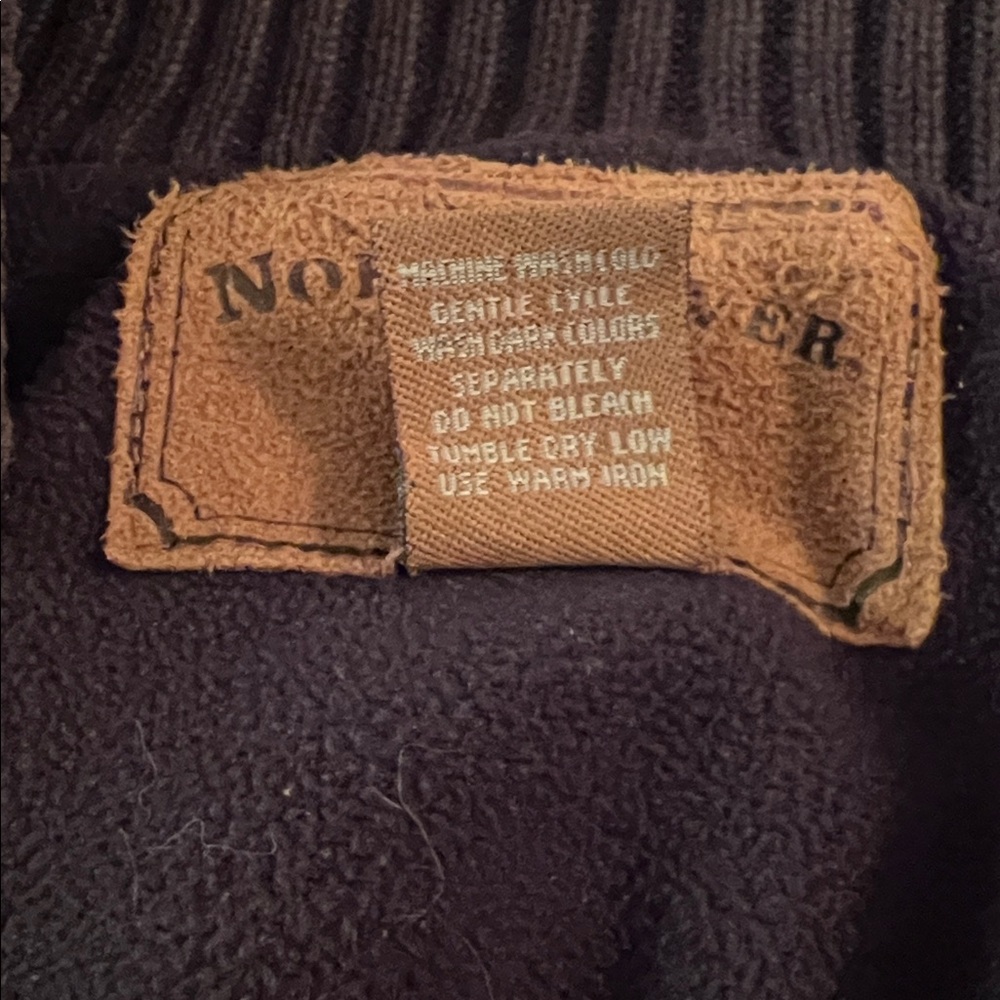 North River Navy  sweater Jacket with Tan Accents suede (faux) zipper mens M - Picture 4 of 7